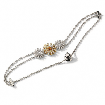 White and yellow gold bracelet with citrine quartz and diamonds