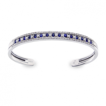 White gold, diamonds and sapphires bracelet